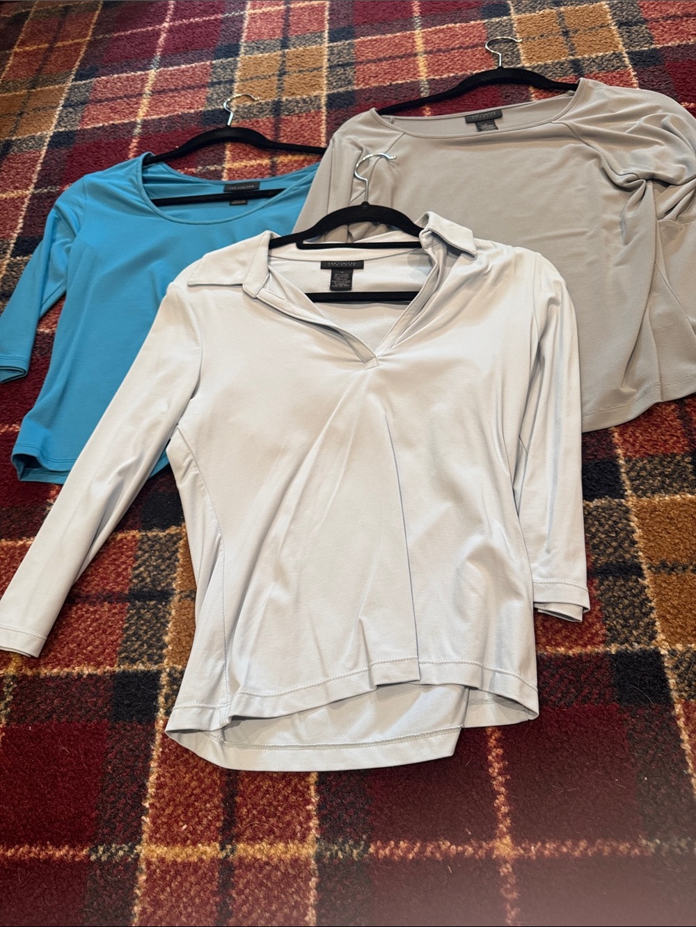 The limited Women's sky Blue, Light Gray and Aqua 3/4-Sleeve Tops